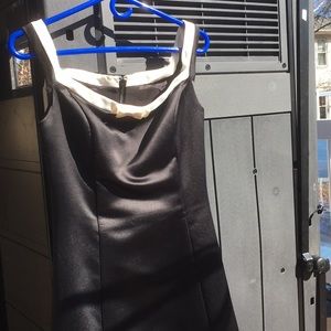 Long black dress. Great for bridesmaid or prom.